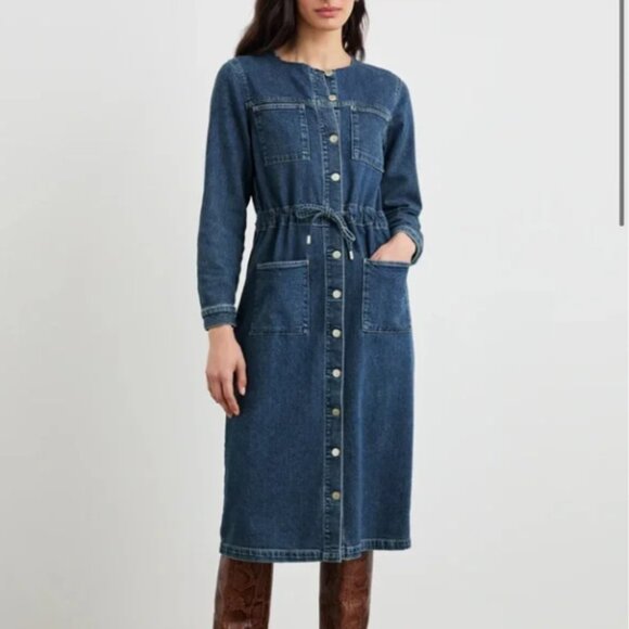 Rails Elysian Long Sleeve Denim Midi Shirtdress Size M Like New - Picture 1 of 13